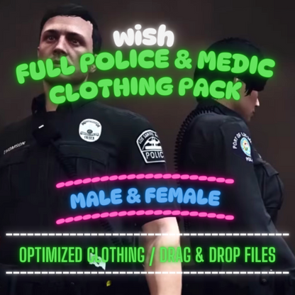 Police & Medic Mega Clothing Pack | PACK / Police | Fivem GTAV | Optimized | Drag and Drop Files | Best Quality |